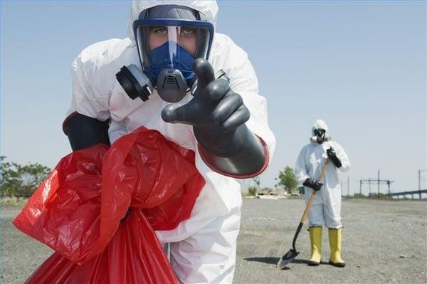 Proper protective gear while handling hazardous waste