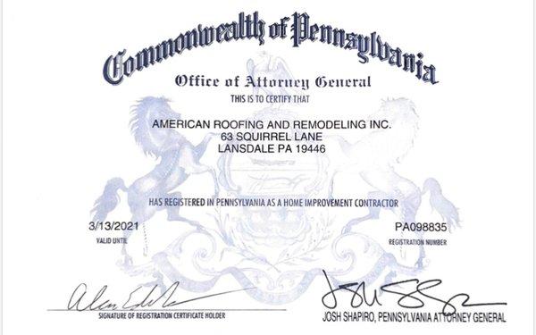 Pennsylvania HIC license