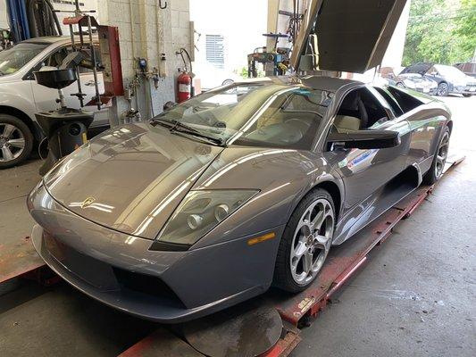 Murcielago in for A/C repairs, spark plugs and ignition coils!