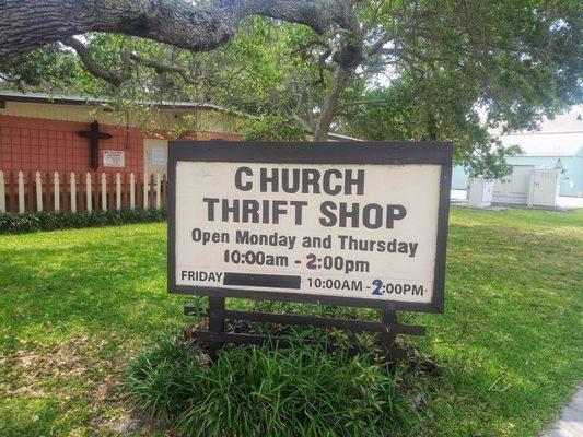 CBCC Thrift Shop 
Open Monday, Thursday and Friday 10am-2pm