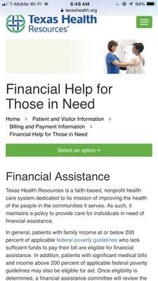 Financial assistance information