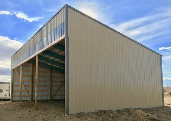 Open sided hay storage.