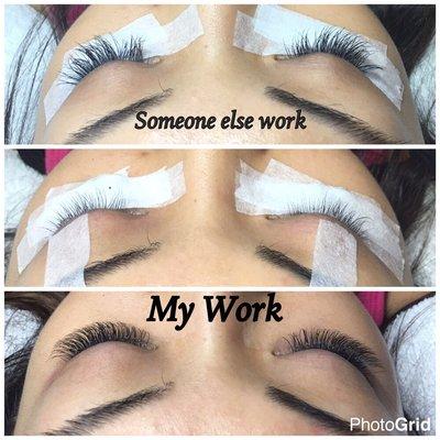 Make sure your lashes are done by a Professional Lash Stylist that has had training. Volume Eyelash Extensions 2D-3D 9-11