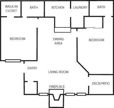 Two bedroom / Two bath 1240 Sq. Ft.