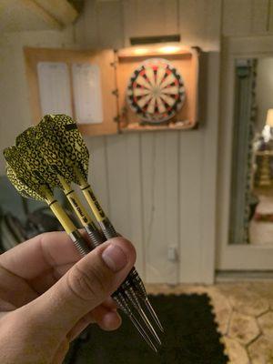 My new Target Bolide darts with our Winmau Blade5 board.