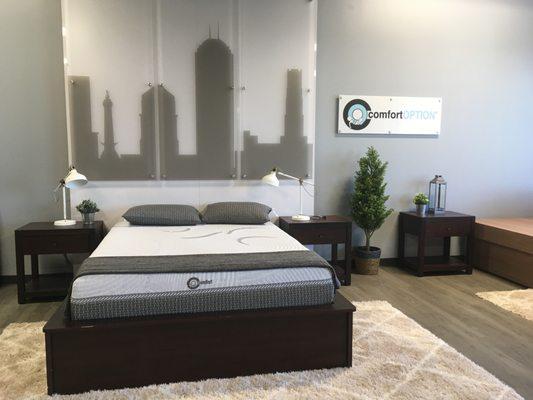 The showroom. Feel free to stop on by to try any of our customizable mattress constructions. We'd love to show you around.