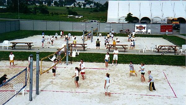 4 outdoor sand courts, 6 indoor volleyball courts