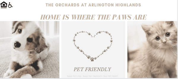 The Orchards at Arlington Highlands- Pet Friendly Community.