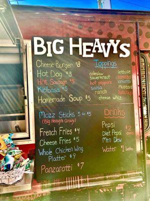 Big Heavy's -- menu