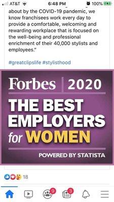 Proud to be done of the best employers for women.