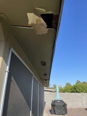 Damaged soffit