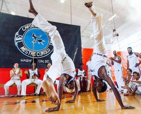 Contre Mestre Morcego and Contre Mestre Omi playing at our 2018 graduation ceremony