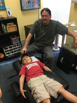 Dr. Zee and Zay (my son wants to be a patient, LOVES his office :)