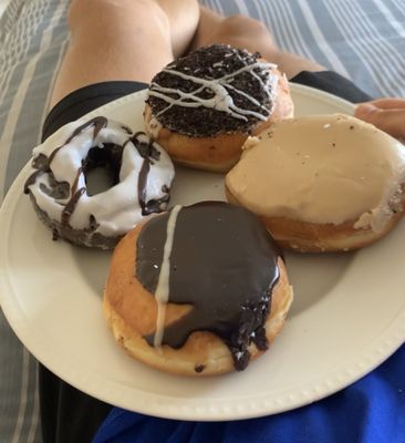 Zebra, Cookies and Cream filled, peanut butter cup, and peanut butter icing with peanut butter filling. DELICIOUS!