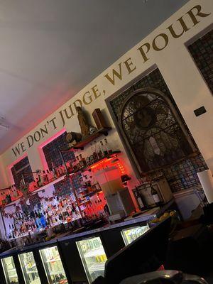 Bar area at Sinners and Saints