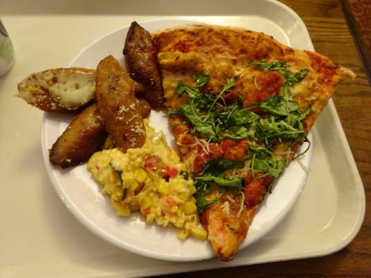 Fried Plantains, Vegetarian Enchilada, and Eggplant Parmesan Pizza!