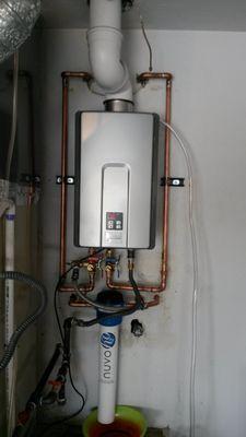 Our tankless water heater package with Nuvo H20 water softener