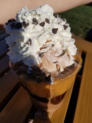 Swirl sundae with hot fudge and peanutbutter sauce