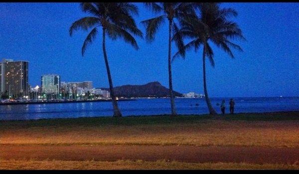 Waikiki at dusk. Licensed private investigator based in Honolulu Hawaii