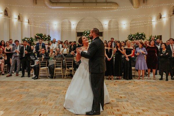 First dance under twinkle lights