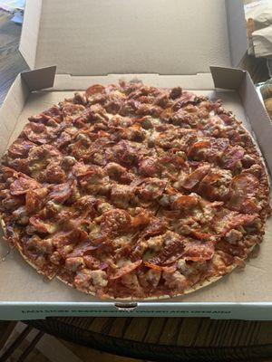 XL double sausage, pepperoni and bacon