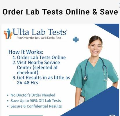 Socal Phlebs Mobile Lab is partnered with Ulta labs so that you can order your own test.