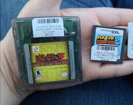 Yu-Gi-Oh Dark Duel Stories gameboy color game and Mario Vs Donkey Kong 2 March of Minis for Nintendo DS