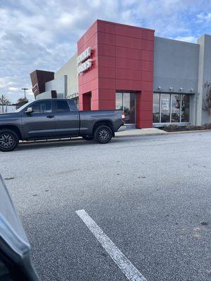 Truck blocking front door, my husband loves this place tho.