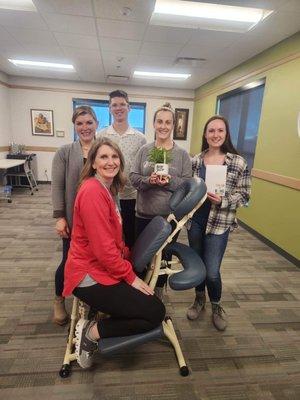 Chair massage event at the Jeremiah Program in Fargo, ND!