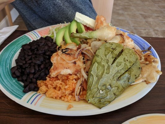 Grilled chicken with cactus rice beans and salad. Very good.