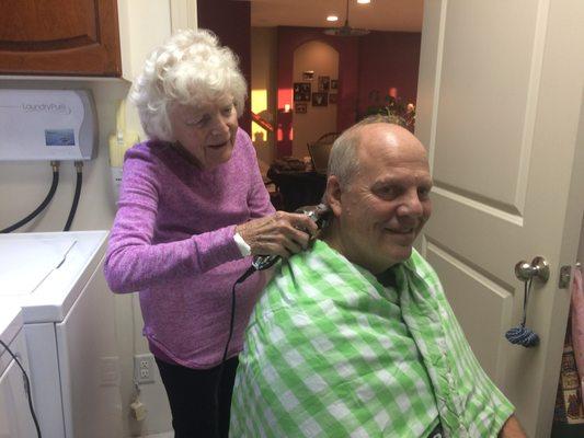 My Mom was my first customer.  She lived in Gretna, and she loved to give me haircuts!