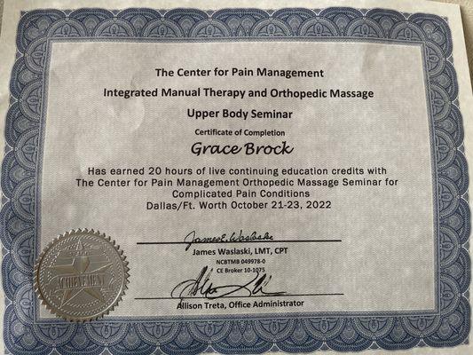 My second class by 
The best Massage instructor voted by the world Massage Counsel.