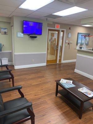 Clean waiting area, soft chairs.