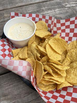 Queso dip with chips