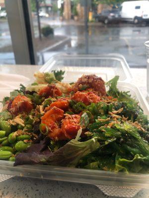 Spicy Tuna & Spicy Shrimp on bed of greens!!