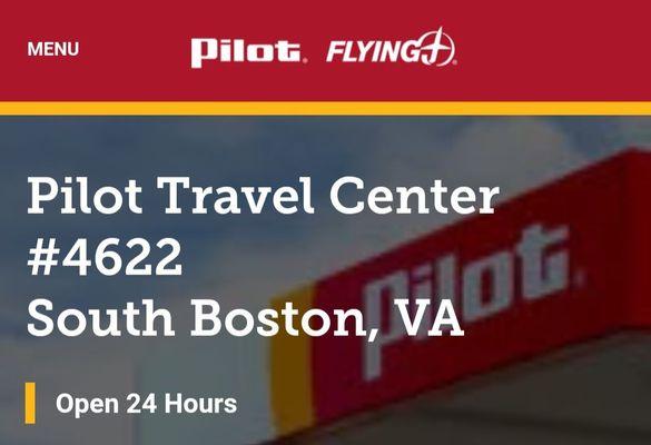 Pilot Travel Center webpage.