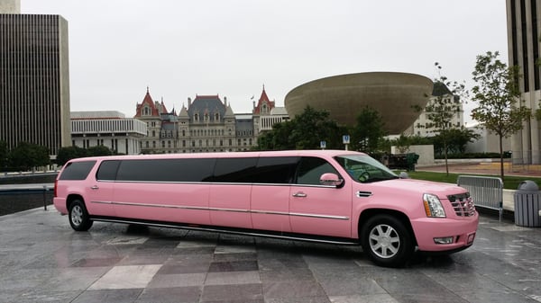 Our 20 Passenger Pink Cadillac Escalade "Built in Honor of Breast Cancer Awareness", 10% of every rental is donated to two organizations.