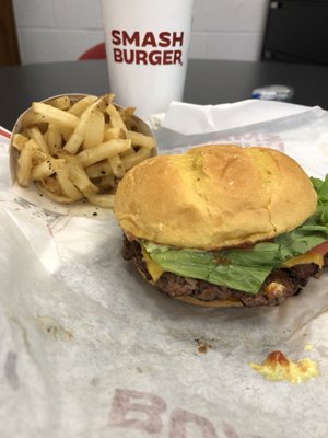 Classic Smashburger with rosemary fries aka classic smash fries combo