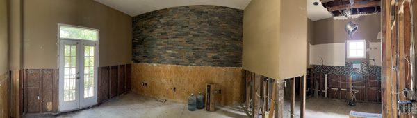 Living room during the demolition after it was dried out.