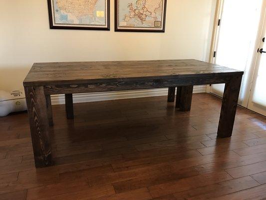 7 foot table with bench. Stain in Dark Walnut