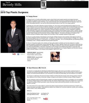 Top ranking plastic surgeon