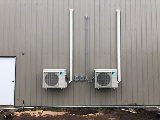 Two 3 ton single zone ductless mini-splits for a shop