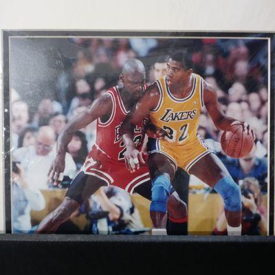 Magic Johnson and Micheal Jordan photo