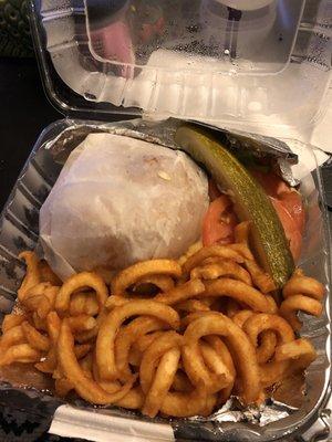 Cheeseburger Deluxe Burger with curly fries