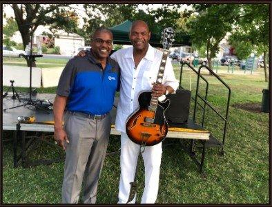 Doug Martin with Sacramento City Councilman Rick Jennings after concert at Seymour Park