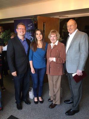 Dr. James Dobson and his wife Shirley Dobson join Calvary Fellowship to worship.