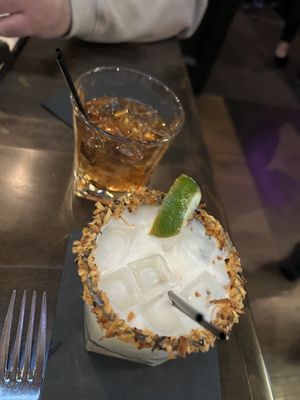 Coconut margarita and old fashioned