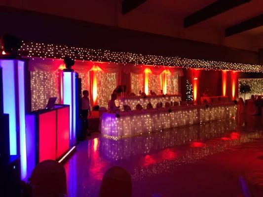 DJ Setup and Up-Lights in Red