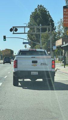 Company truck driven by rude and unsafe driver.