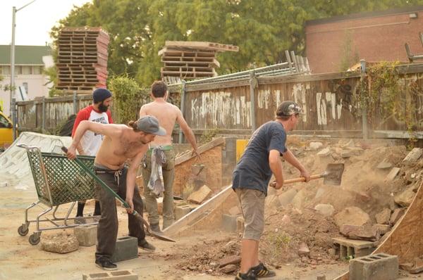 Vu crew building a skate spot in Baltimore